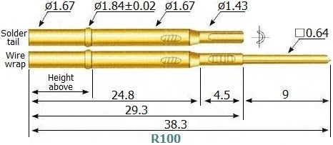 R100 test pin receptacle