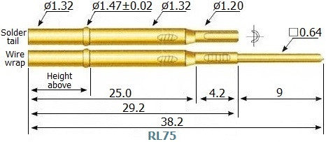 RL75 test pin receptacle